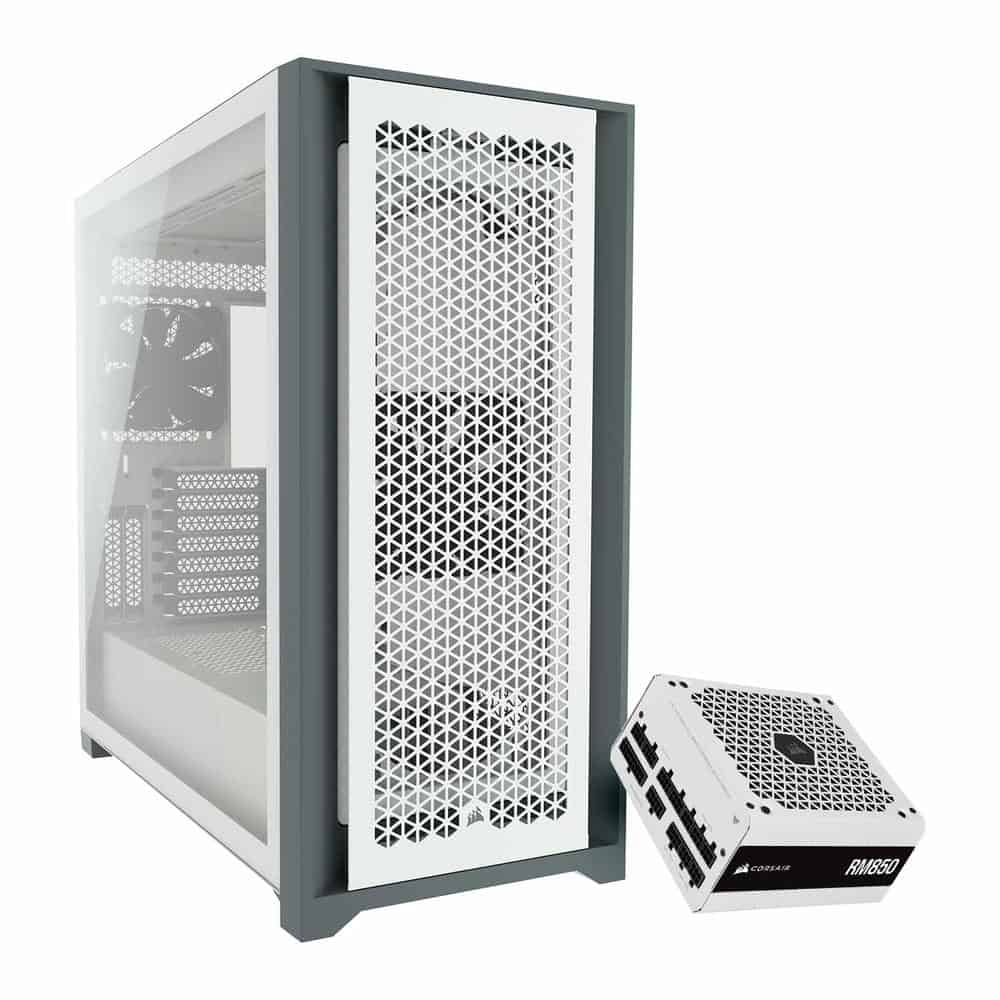 Corsair 5000D Airflow White Chassis + Corsair RM850 White PSU Bundle